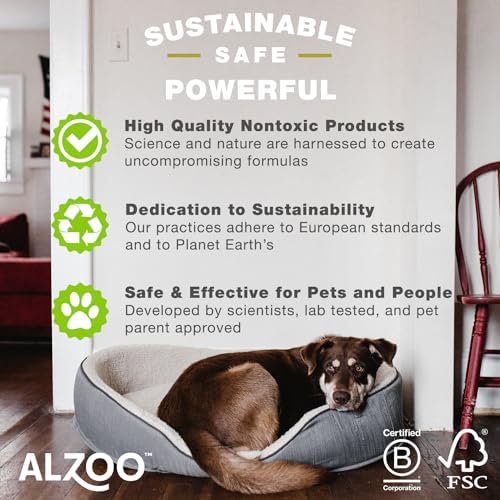 ALZOO Pet Stain & Odor Remover Spray for Dog & Cat Urine, Carpet, Furniture & Floors | Active Enzyme & Probiotic Formula | Lavender Vanilla Scent | Made in USA | 16 oz
