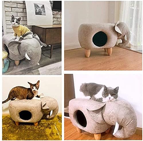 Pet Litter Cat Bed Multifunctional Solid Wood Footstool Dual Purpose Pet Supplies Semi-Enclosed 69X35x34cm(Color:B) (A)