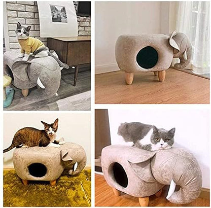 Pet Litter Cat Bed Multifunctional Solid Wood Footstool Dual Purpose Pet Supplies Semi-Enclosed 69X35x34cm(Color:B) (A)