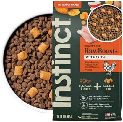 Instinct RawBoost Gut Health, Dry Dog Food + Freeze Dried, Chicken, 18 lb.