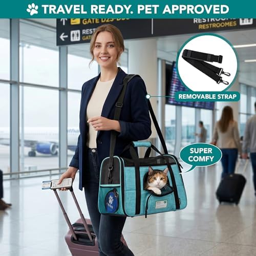 PetAmi Airline Approved Pet Carrier for Cats Small Dogs, Small Heather Blue