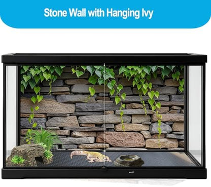 3 Pcs Reptile Tank Background, Bearded Dragon Tank Accessories, 36x18 inches 40 Gallon Polyester Terrarium Background Décor for Leopard Gecko, Crested Gecko, Turtle, Bearded Dragon