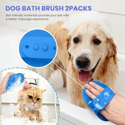 Self Cleaning Shedding Brush - 5-in-1 Professional Pet Grooming Kit Skin Friendly Grooming Tool for Dogs, Cats, and Puppies, Deshedding and Hair Removal for Long and Short Haired Pets, Blue
