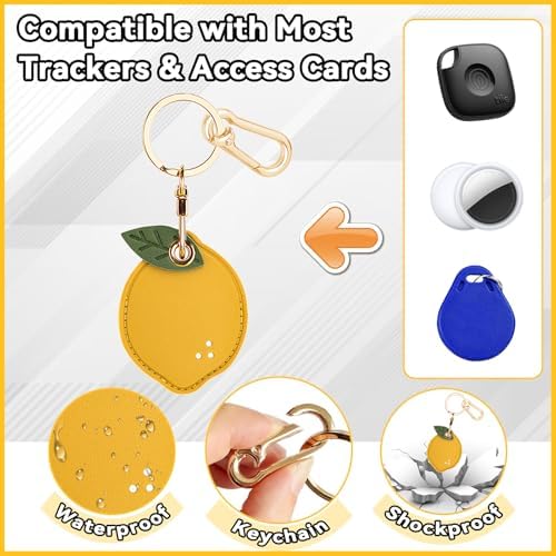 Leather Keychain Holder Case for AirTag, Cute Protective Cover for Apple Airtag KeyChain, GPS Tracker Item Finder