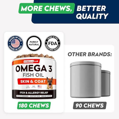 Omega 3 for Dogs - Fish Oil Skin & Coat Supplement, Itch & Allergy Support
