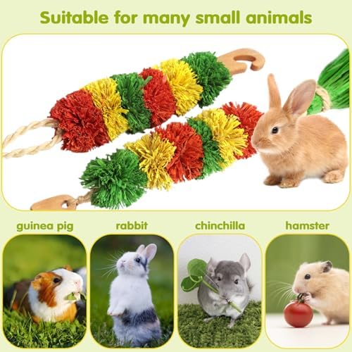 Abizoo Bunny Hanging Toy, Rabbit Cage Decoration for Small Animals Cage