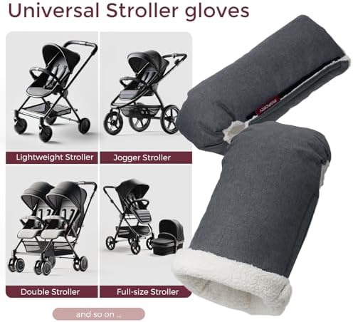 Momcozy Universal Stroller Gloves, Plush Weatherproof Winter Handmuffs