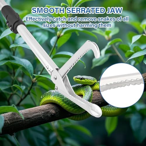 Snake Catcher Grabber, 69" Snake Grabber Tool for Rattlesnake Heavy Duty Professional Reptile Tongs Extra Long with Wide Jaw Handling Tool Stainless Steel Tube Sponge Handle