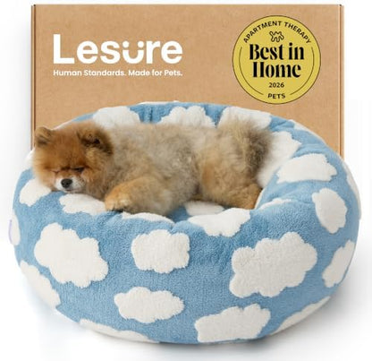 LE SURE Shown on TV Jacquard Donut Cute Small Dog Beds,Blue 23x23x7in