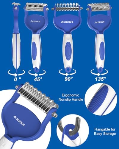 ACE2ACE Dog Brush for Shedding, Dematting Comb to Remove Mats, Loose Fur