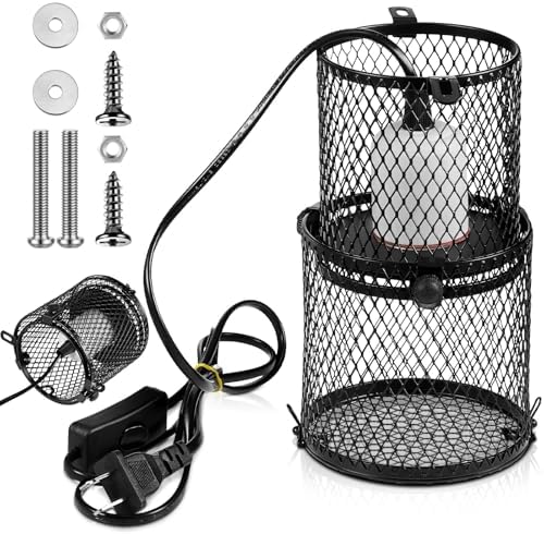 VIHOSE 1pcs Retractable Reptile Heat Lamp Cage Anti-Scald Mesh Stand, White