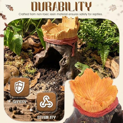 Resin Reptile Hide with Integrated Basin – Decorative Cave & Bowl for Terrarium Setup, Suitable for Bearded Dragon, Gecko, Turtle, Snake, Spider, Frog, Scorpions