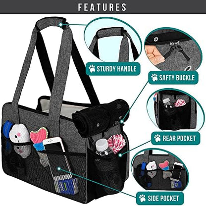 PetAmi Small Dog Purse Carrier, Airline Approved Soft Sided Tote, Dark Gray
