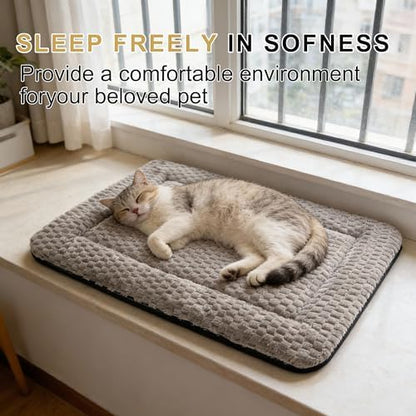 Dog Bed Mat – Soft & Comfortable Dog Kennel Pad for Crate – Durable Crate Bed & Mat for Dogs & Cats (Light Gray, XS(18"*14"*1.5"))