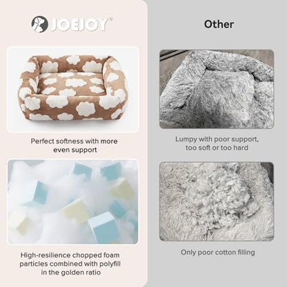 JOEJOY Medium Dog Bed Medium Size Dog, Rectangle Washable Orthopedic Pet Bed with Removable Zipper Cover, Cute Soft Calming Puppy Pet Bed with Jacquard Shaggy Plush & Non Skid Bottom