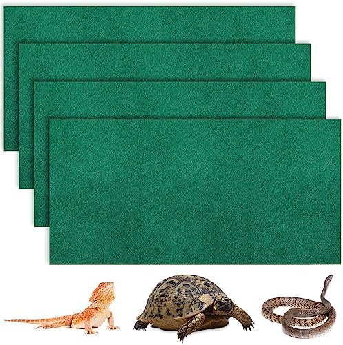 Haull 4 Pcs Reptile Carpet Terrarium Floor Mat Liner, 47 x 24 Inch, Green
