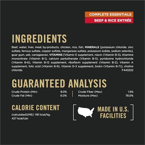 Purina Pro Plan Complete Essentials Wet Dog Food Chicken and Rice Entree and Beef-and Rice Entree Variety Pack - 13 oz. Cans,(Pack of 24)