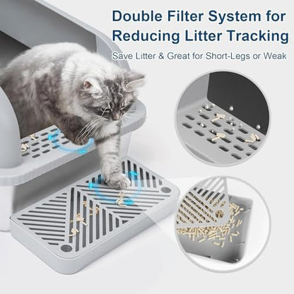 Suzzipaws 2 Pack XL Enclosed Stainless Steel Cat Litter Box for Multi-Cats