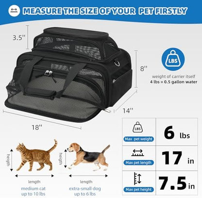 pidipiti 18x14x8 Soft-Sided pet Carrier,for 1 Extra-Small Dog/Medium cat