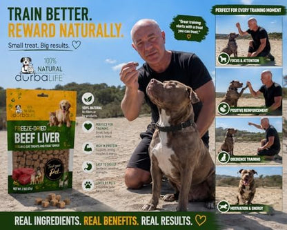 Freeze Dried Single Source Beef Liver Cubes Dog & Cat Treats Food Topper - Raw Bits Training Treasure, Possess Strong Aroma & Flavor Encourage Picky Eaters, High-Protein Recipe (2.0 oz, Beef Liver)