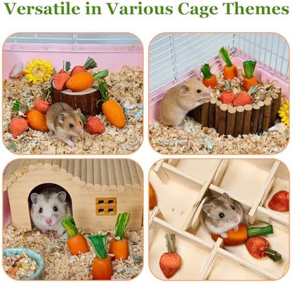 Hamiledyi Hamster Chew Toys Rabbit Chew Toys for Teeth Guinea Pig Treats Enrichment Habitat Decor for Bunny Chinchilla Gerbil Rat (13 Pcs)
