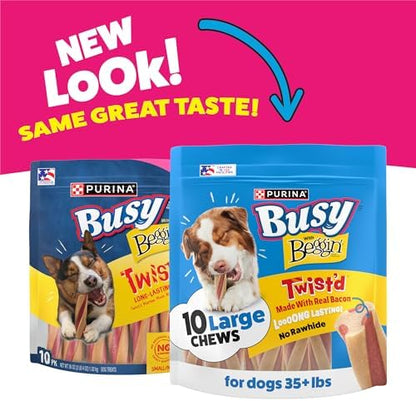 Purina Busy with Beggin Twisted Dog Treats, with Real Bacon, 10 ct Pouch