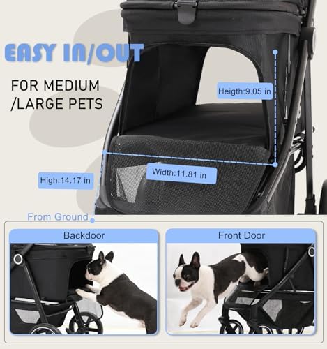 Dog Stroller for Medium Large Dogs up to 66lbs Portable&Foldable
