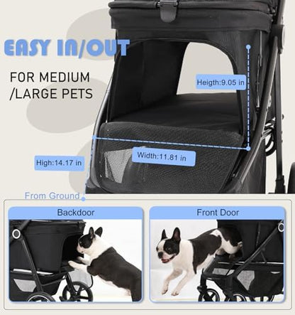 Dog Stroller for Medium Large Dogs up to 66lbs Portable&Foldable