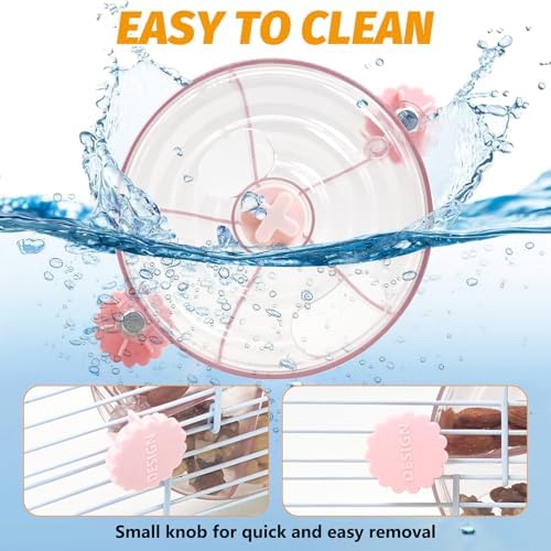 VCEPJH Rat Foraging Toy Interactive Slow Feeder with Transparent Rotating Treat Dispenser Wheel for Enrichment Activities Pet Rat Cage Accessories Ideal for Syrian Hamster Gerbil Mice (Pink)