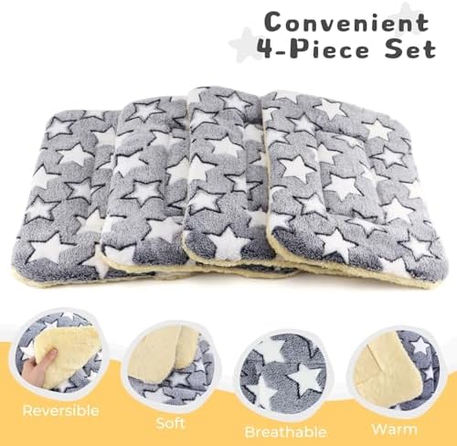 4-Pack Rabbit Bed, Fleece Washable Bunny Mat, 19"x13"