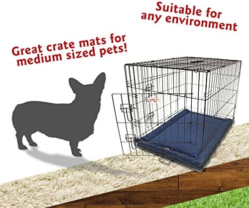 Majestic Pet Dog Crate Mat - Machine Washable Soft Plush Pet Bed Pad for Crates & Kennels | USA Crafted | 36"x23" Villa Navy
