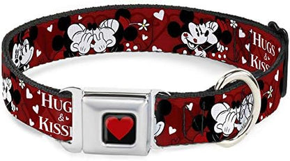 Buckle-Down Seatbelt Buckle Dog Collar, Mickey Minnie Hugs & Kisses, Small