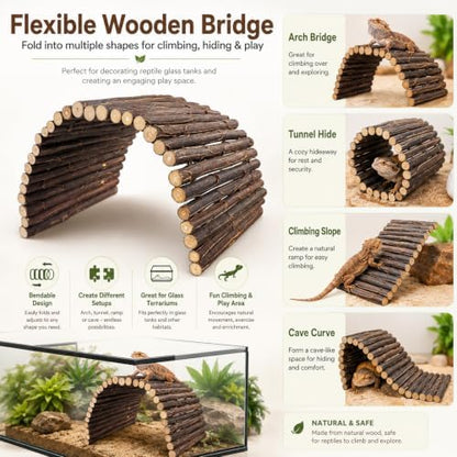HERCOCCI Bearded Dragon Tank Accessories, 9Pcs Reptile Plants Vines Hammock