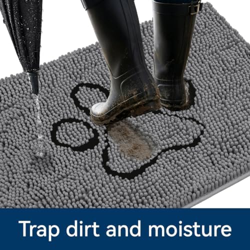 Bcoimo Chenille Doormats Absorb Moisture and Dirt 30*20, Muddy Mats for Dog