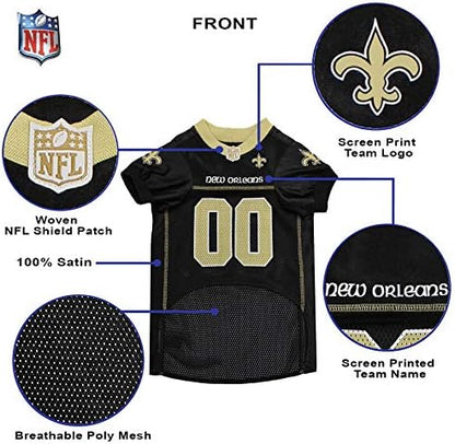 Pets First NFL New Orleans Saints Dog Jersey, Size XX-Large, Football Shirt Costume for Pet, Dog Sports T-Shirt, NFL Team Clothing for Cats, Licensed Pet Apparel Available in 7 Sizes and 32 Teams
