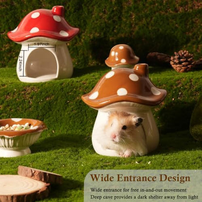 Ceramic Hamster Hideout Mushroom Chew Proof Syrian Hide Cool Bed