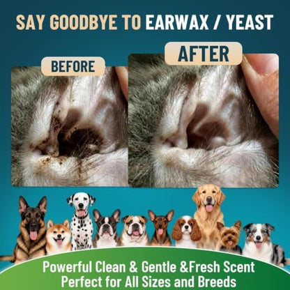 VICSOM Dog Ear Cleaner, Ear Drops for Dogs with Ozonated Olive Oil, 60 mL