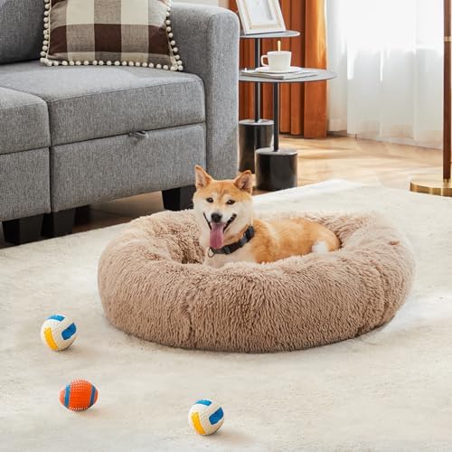 NEWBULIG 37x37 Inch Donut Dog Bed for Indoor Use, Fluffy Large Pet Sofa
