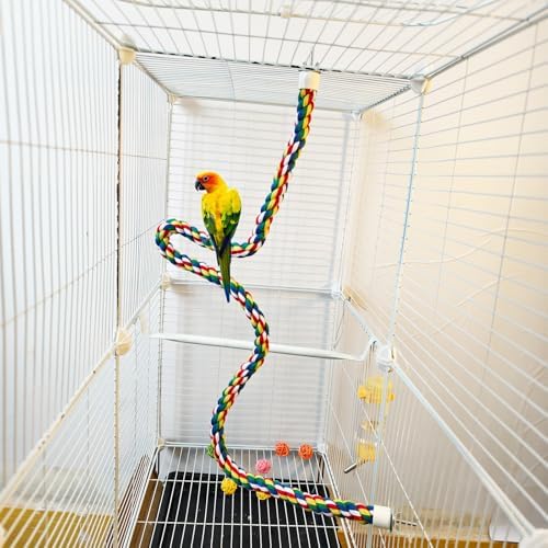 41Inch × 0.8-Inch Diameter Nipple Style Bird Rope Perch, Bird cage Accessories, Rope perches for Conures,Parrots,Cockatiel,Lovebird,Budgerigar,Parakeet perches Birds Standing Pole