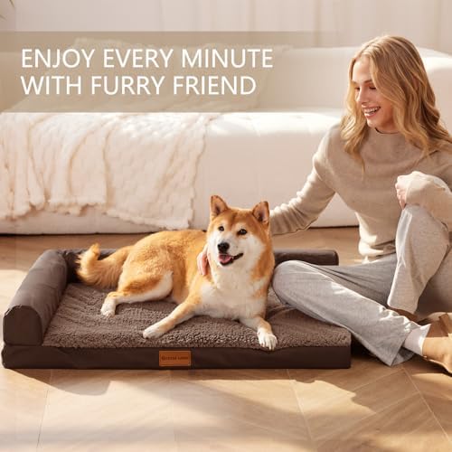 Patas Lague Orthopedic Large Dog Bed Washable Pet Sofa Bed 56''X40''Brown