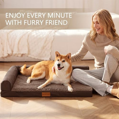 Patas Lague Orthopedic Large Dog Bed Washable Pet Sofa Bed 36''X24'' Brown