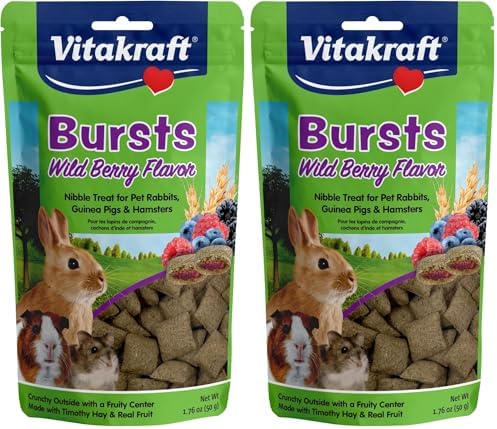 Vitakraft Bursts Small Animal Treat Wildberry Flavor 1.76 oz - Crispy Outside with Soft Berry Center - Fun Reward Snacks for Rabbits Guinea Pigs Hamsters and Other Small Pets (Pack of 2)