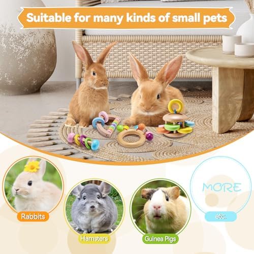 AOWPFVV Wooden Bunny Toys,Safe Rabbit Toys for Guinea Pigs,Small Animals
