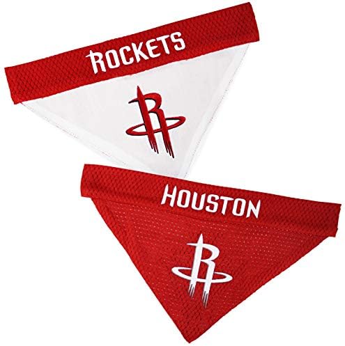 NBA Dog Bandana - Houston Rockets Reversible Pet Bandana. 2 Sided Home & Away Sports Bandana with a PREMIUM Embroidery TEAM Logo, Small/Medium