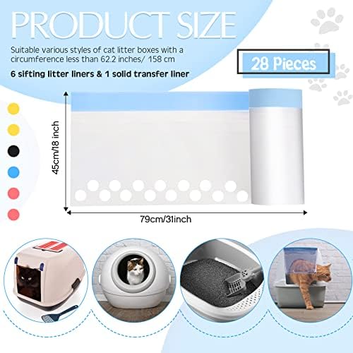Jutom 28 Count Sifting Litter Box Liners, Cat Box Liners with Holes
