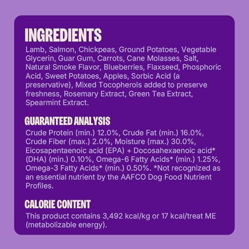 Wellness Soft Puppy Bites Dog Training Treats, Natural, Grain Free, Lamb and Salmon Recipe, 8 oz Bag