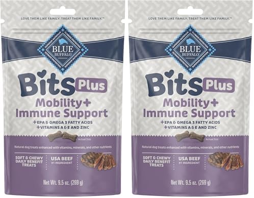 Blue Buffalo Blue Bits Plus Mobility and Immune Support Soft Dog Treats, Beef, 9.5-oz. Bag (Pack of 2)