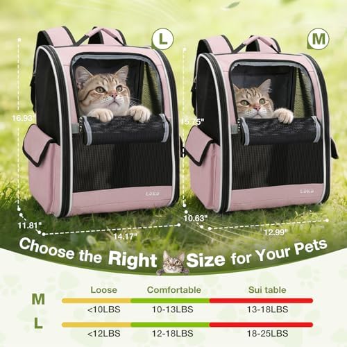 Lekereise Cat Backpack Carriers, Dog Carrier Backpacks with Breathable Mesh for Small Medium Cats Dogs Puppy Up to 18 Lbs, Pet Foldable Carrying Backpack Ventilated for Travel Hiking Collapsible