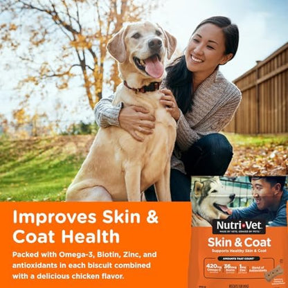Nutri-Vet Skin & Coat Biscuits, Dog Fish Oil, Dog Skin Coat, 16oz (2 Pack)