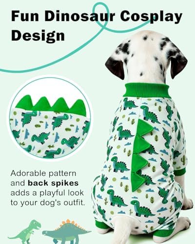 CuteBone Dinosaur Costume Dog Pajamas, Stretchy Spandex Crystal Velvet Sleepwear Coat for Small Dogs, Soft & Warm Pet Outfit Clothes for Cold Weather, Cozy Pullover Design COSP16M